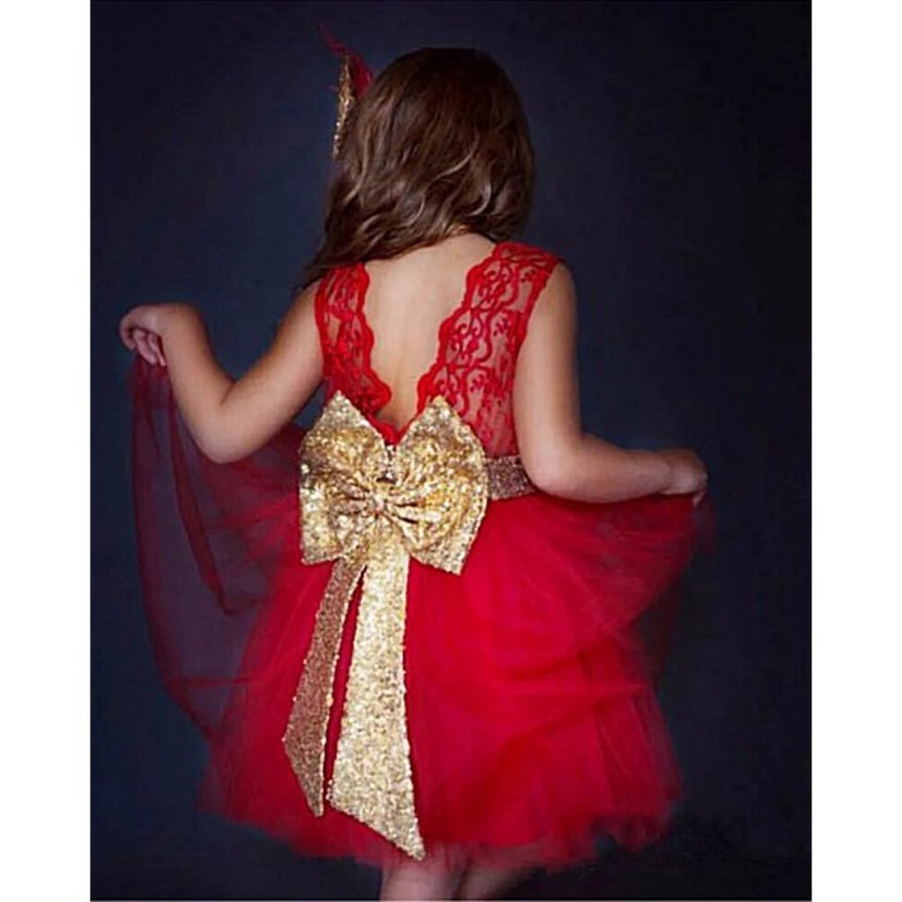 NWT Sparkling Bling Sequin Bow Pink Baby Dress Wedding Flower Girl Birth…